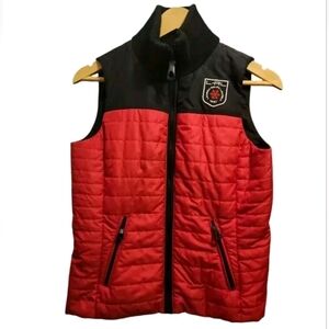 Vintage Ralph Lauren Women Lauren Active Full Zip Puffer Vest Jacket Red Black S